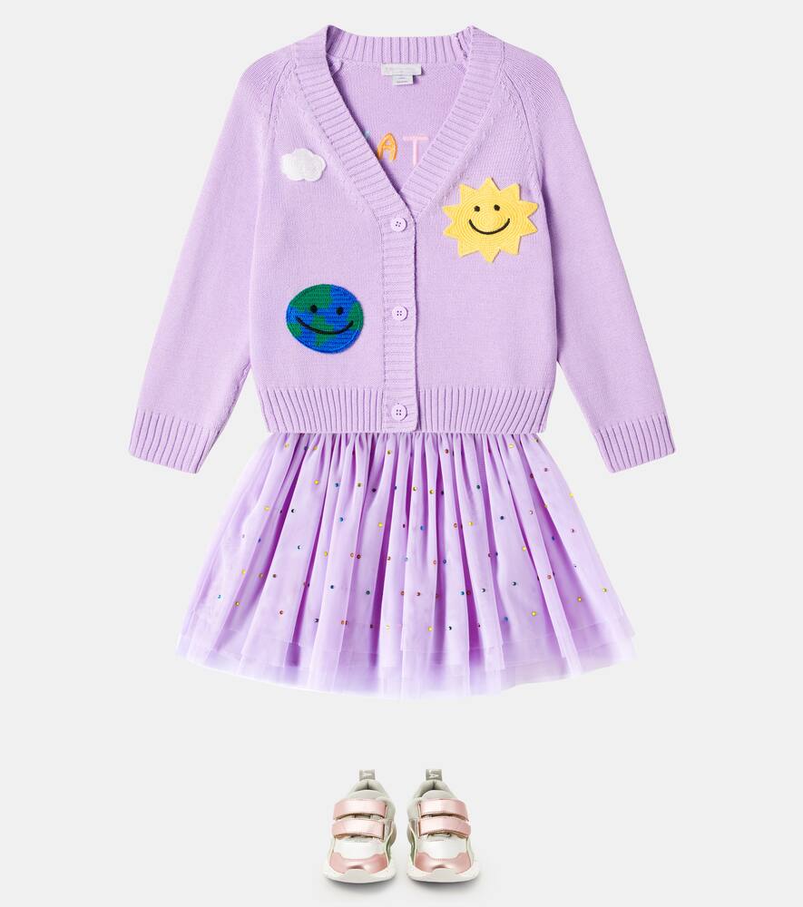 Stella Mccartney Appliqué Cotton And Wool Cardigan In Purple