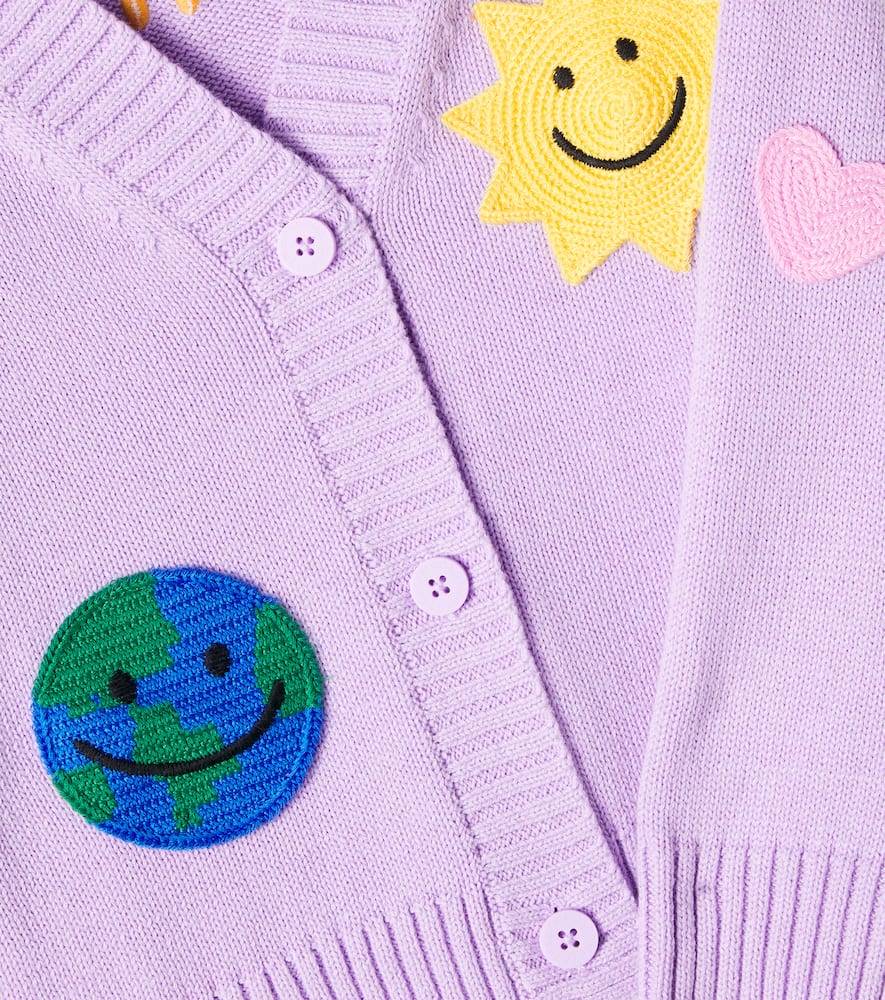 Stella Mccartney Appliqué Cotton And Wool Cardigan In Purple