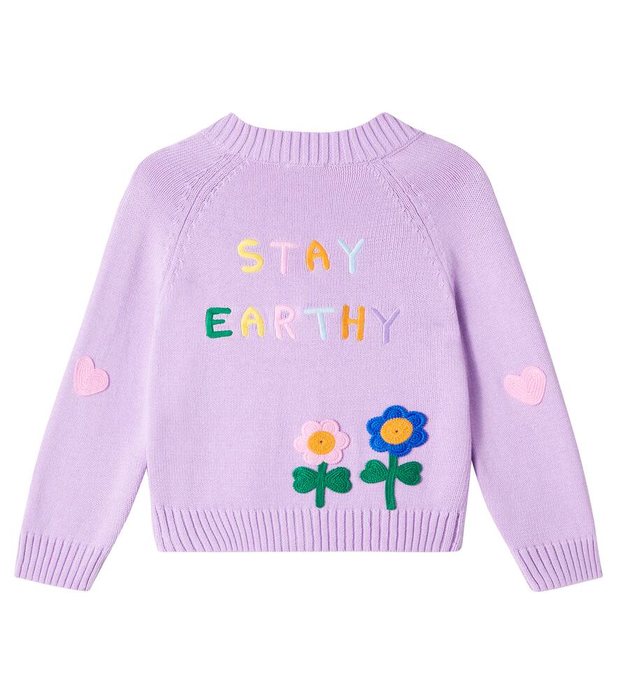 Stella Mccartney Appliqué Cotton And Wool Cardigan In Purple