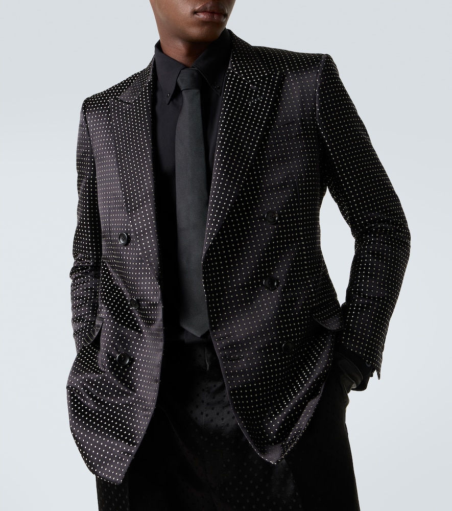 Polka-Dot Silk Satin Suit Jacket