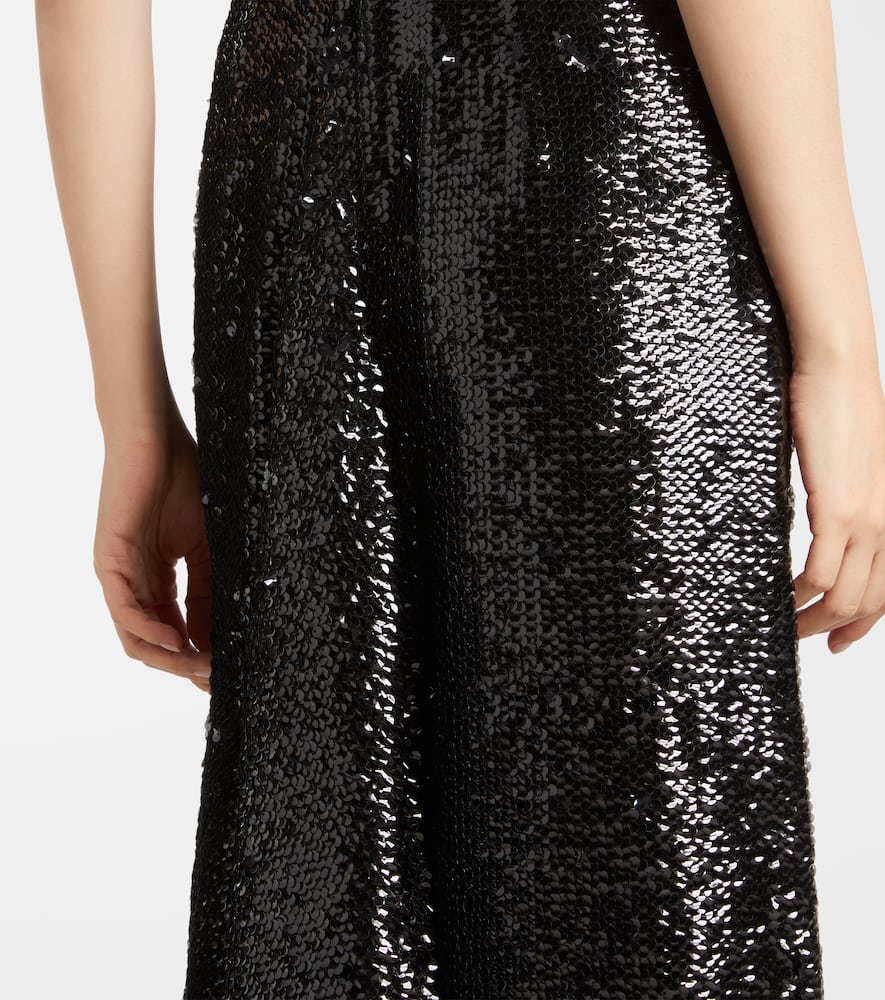 Emilia Wickstead Tippini Textured Sequin Sleeveless Midi Evening Dress In Black