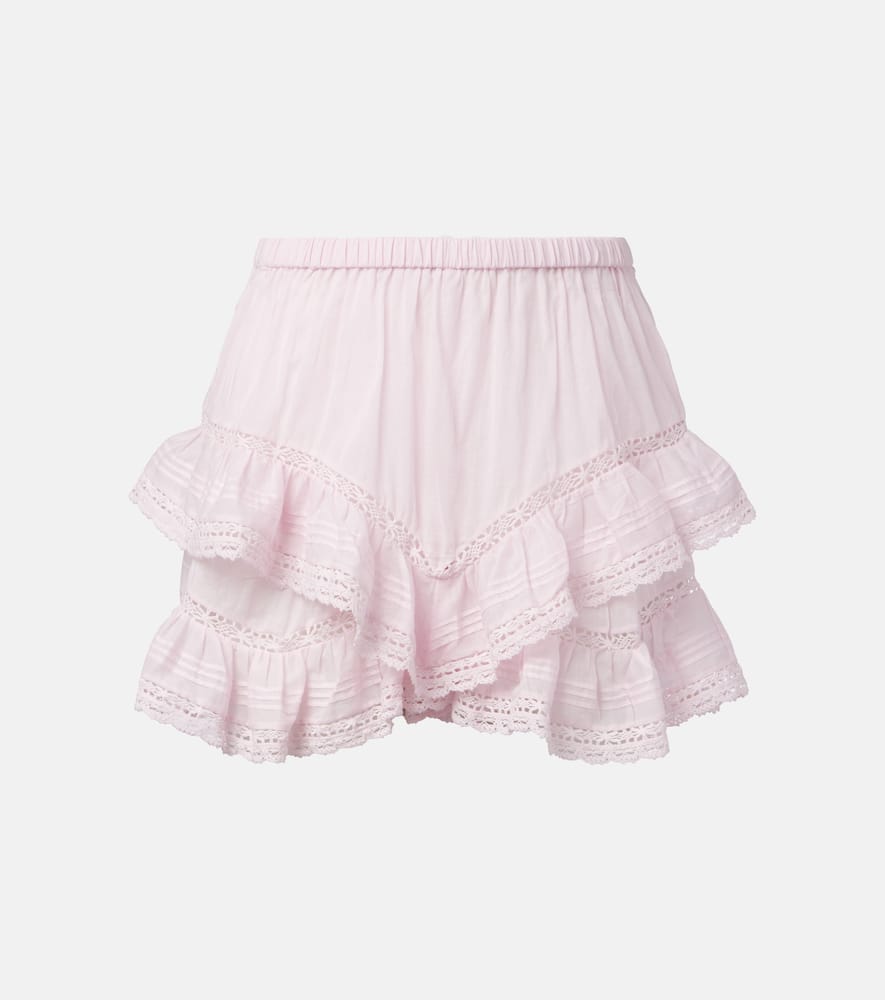Isabel Marant Étoile Geana Lace-trimmed Cotton Shorts In Pink