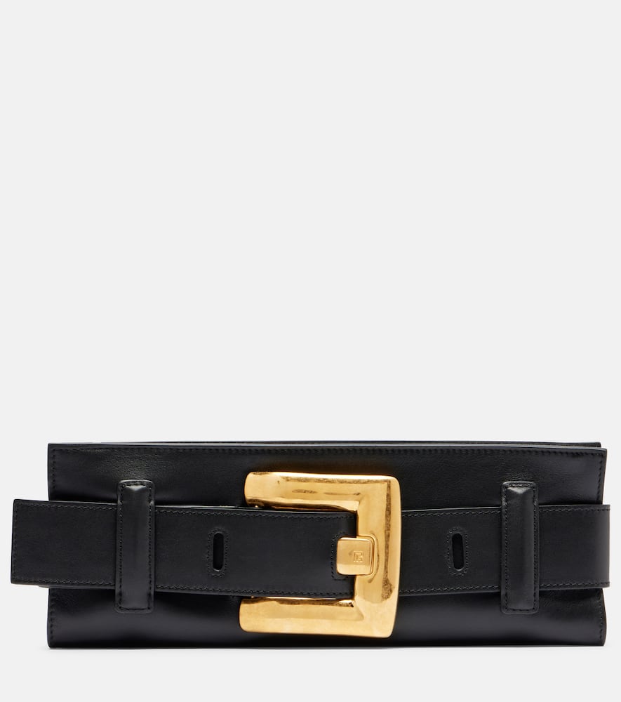 Balmain Anthem Leather Clutch In Black