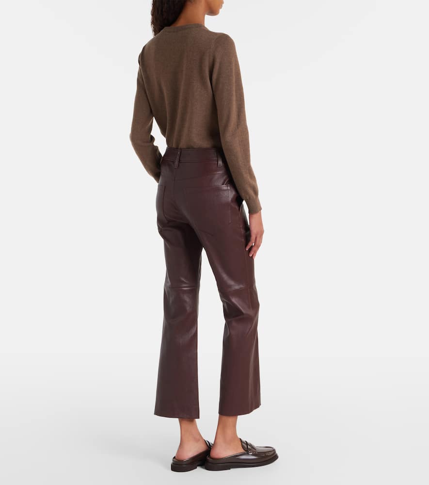 Brunello Cucinelli Leather Pants In Brown