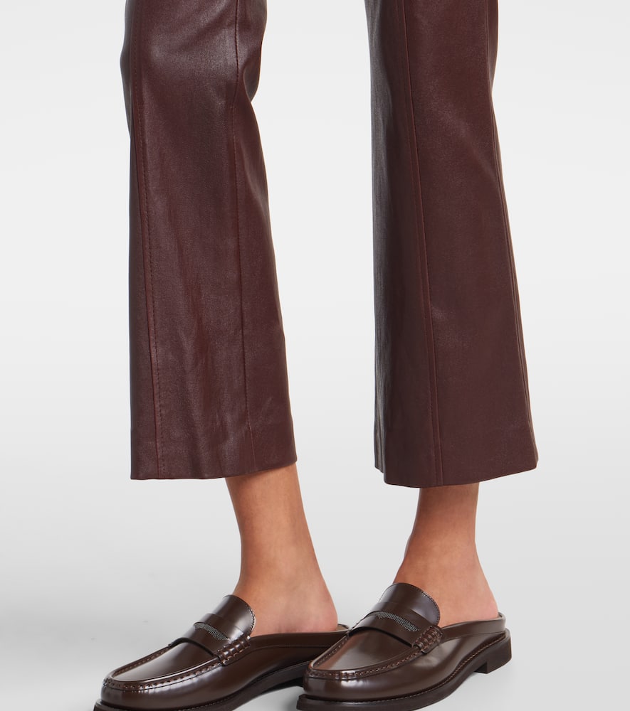 Brunello Cucinelli Leather Pants In Brown
