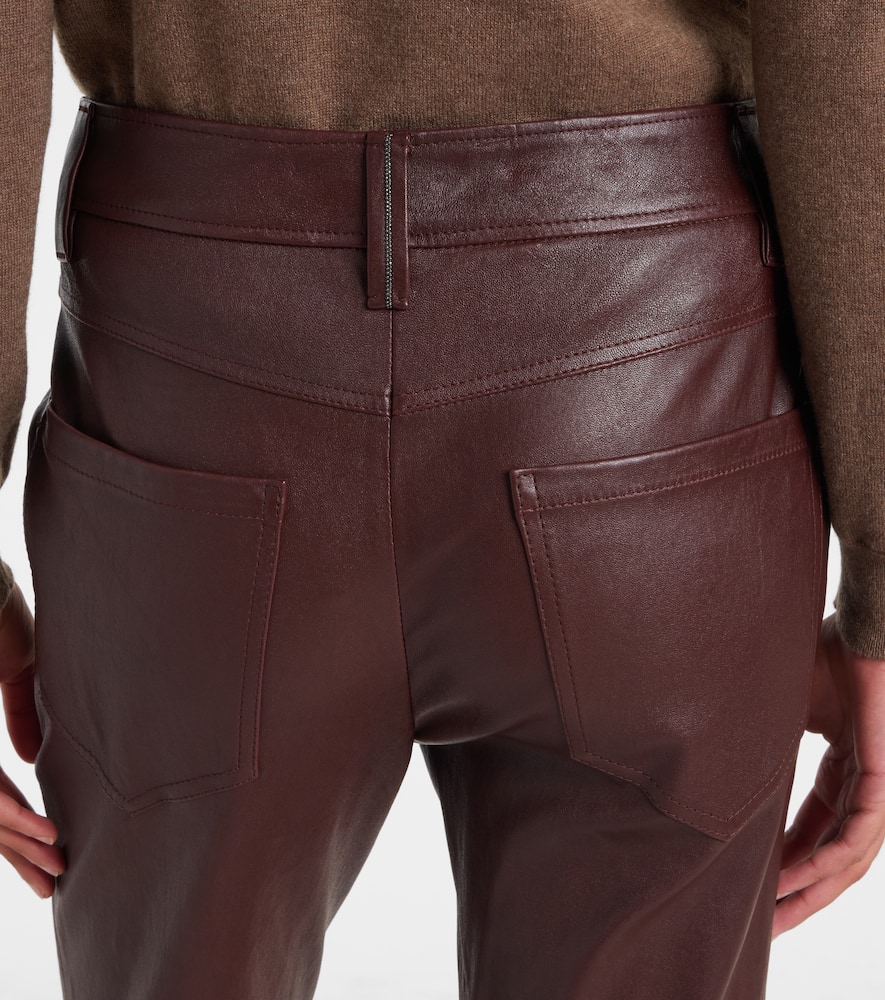 Brunello Cucinelli Leather Pants In Brown