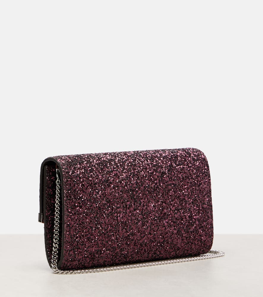 Jimmy Choo Emmie Glitter Clutch In Burgundy