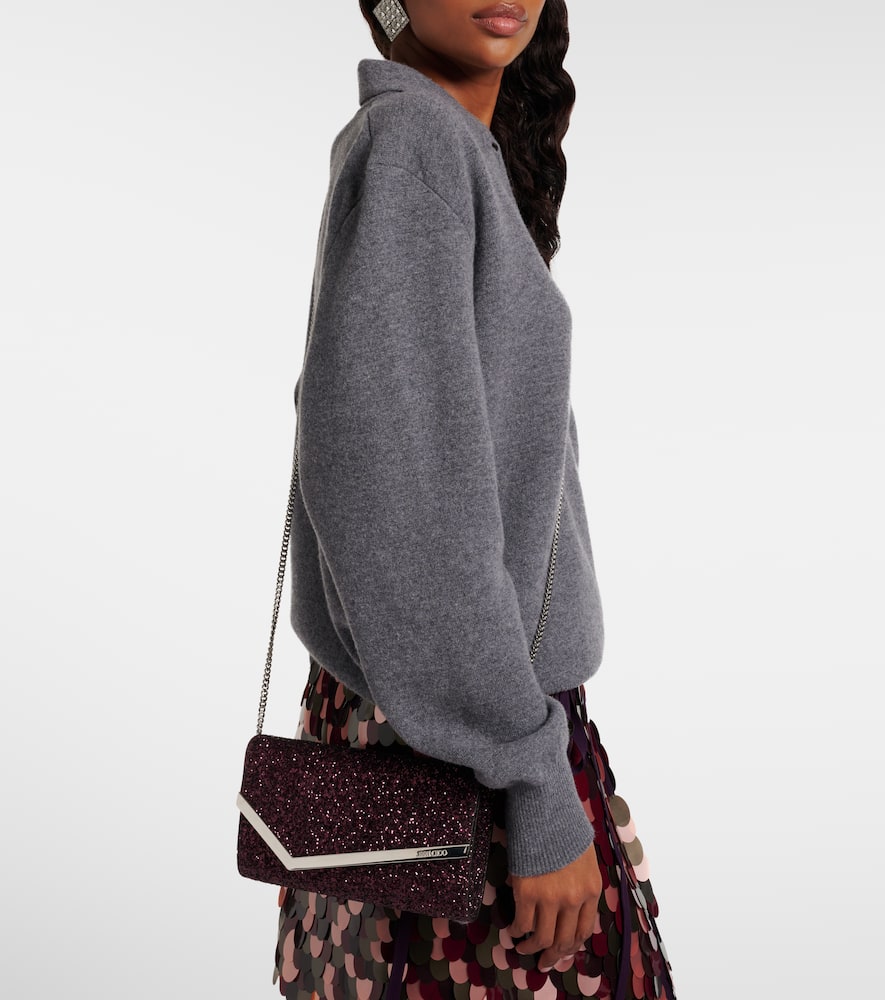 Jimmy Choo Emmie Glitter Clutch In Burgundy