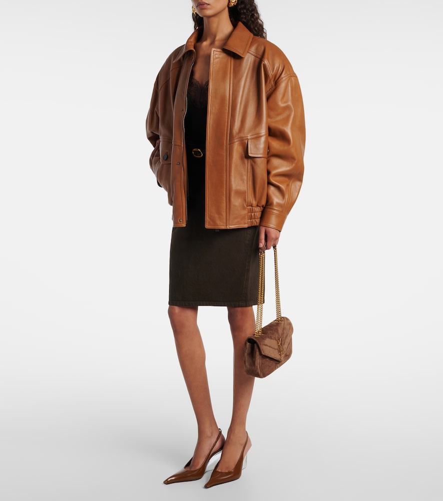  Saint Laurent Saint Laurent Oversized Leather Bomber Jacket 