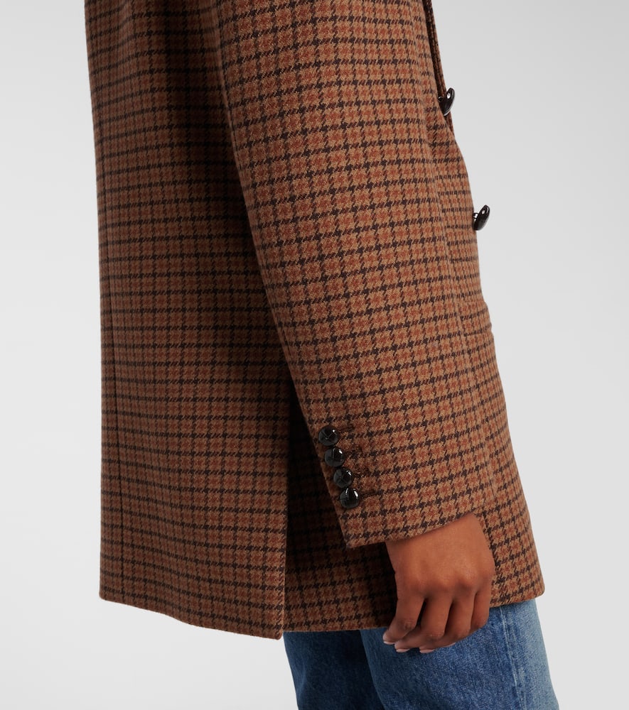 Chloé Checked Double-breasted Wool-blend Blazer In Brown