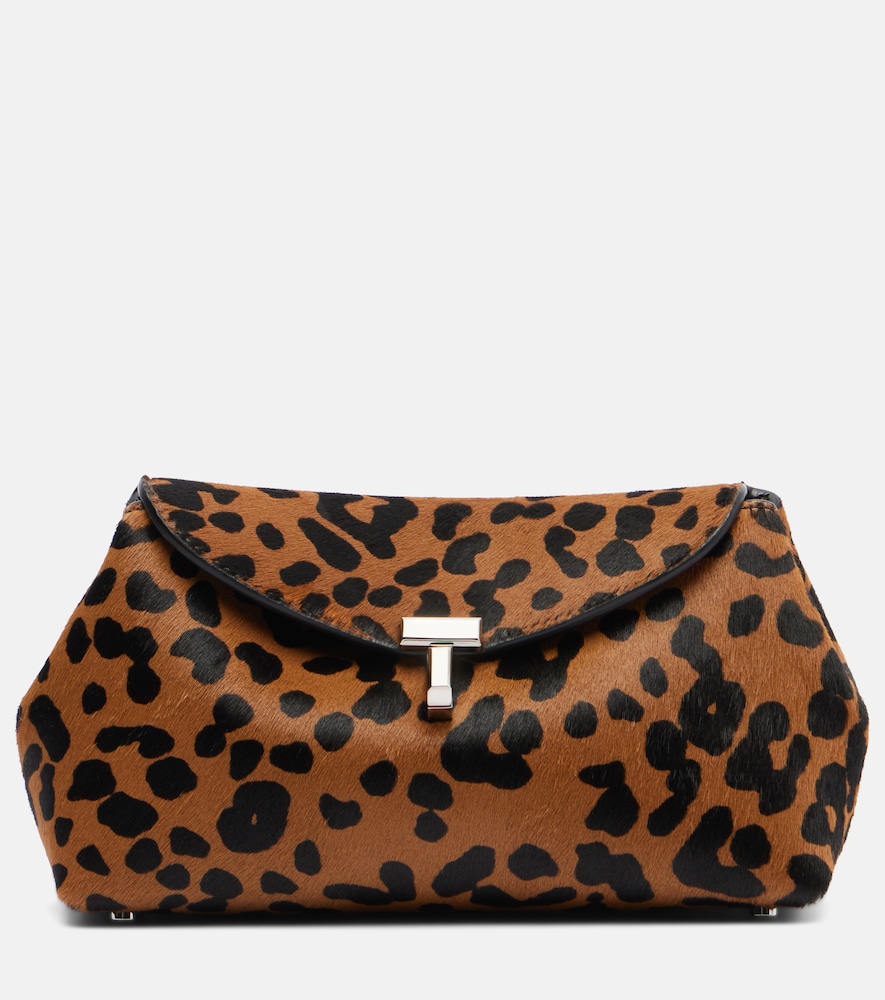 Toteme T-Lock Mini leopard-print calf hair clutch