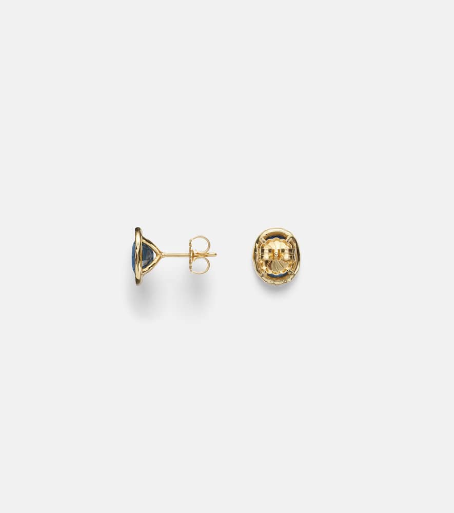 Octavia Elizabeth 18kt Gold Stud Earrings With Diamonds And Sapphires In Blue