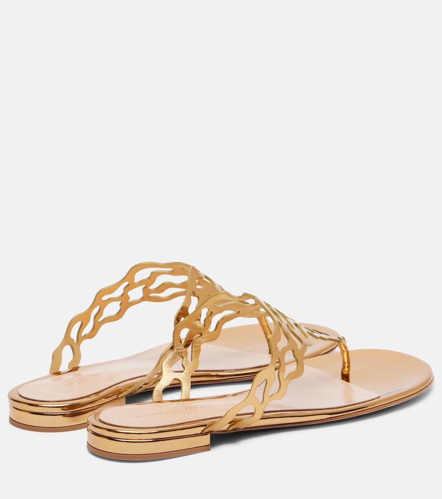 Metallic-Leather Sandals