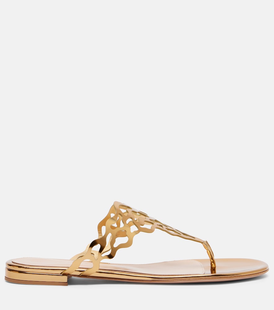 Metallic-Leather Sandals
