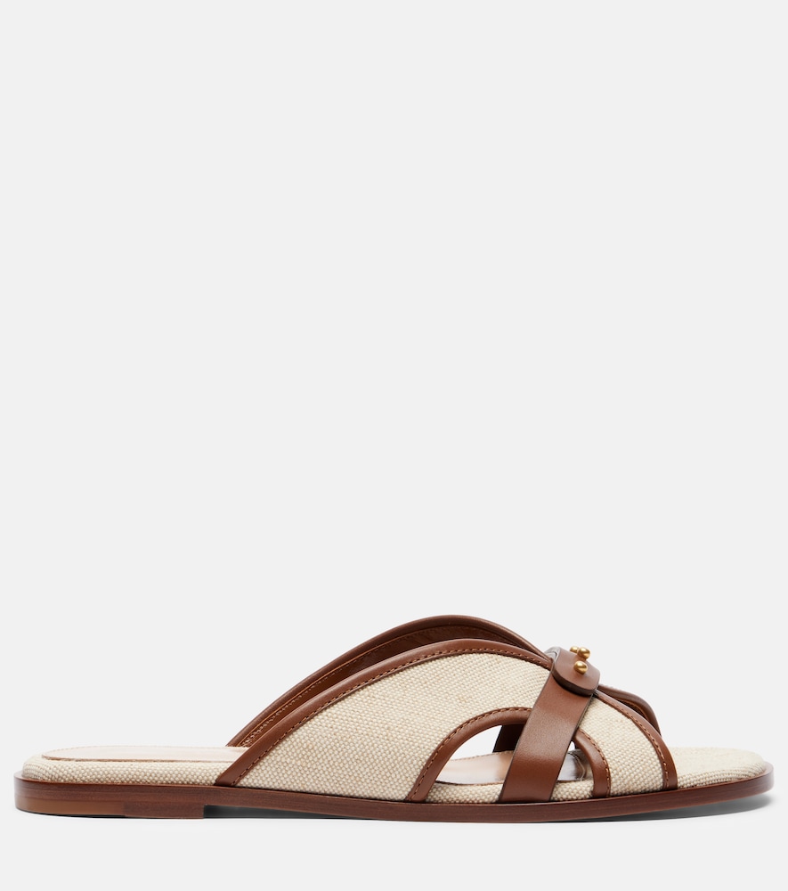  Gianvito Rossi Gianvito Rossi Pantoletten Paros Aus Canvas Mit Leder 