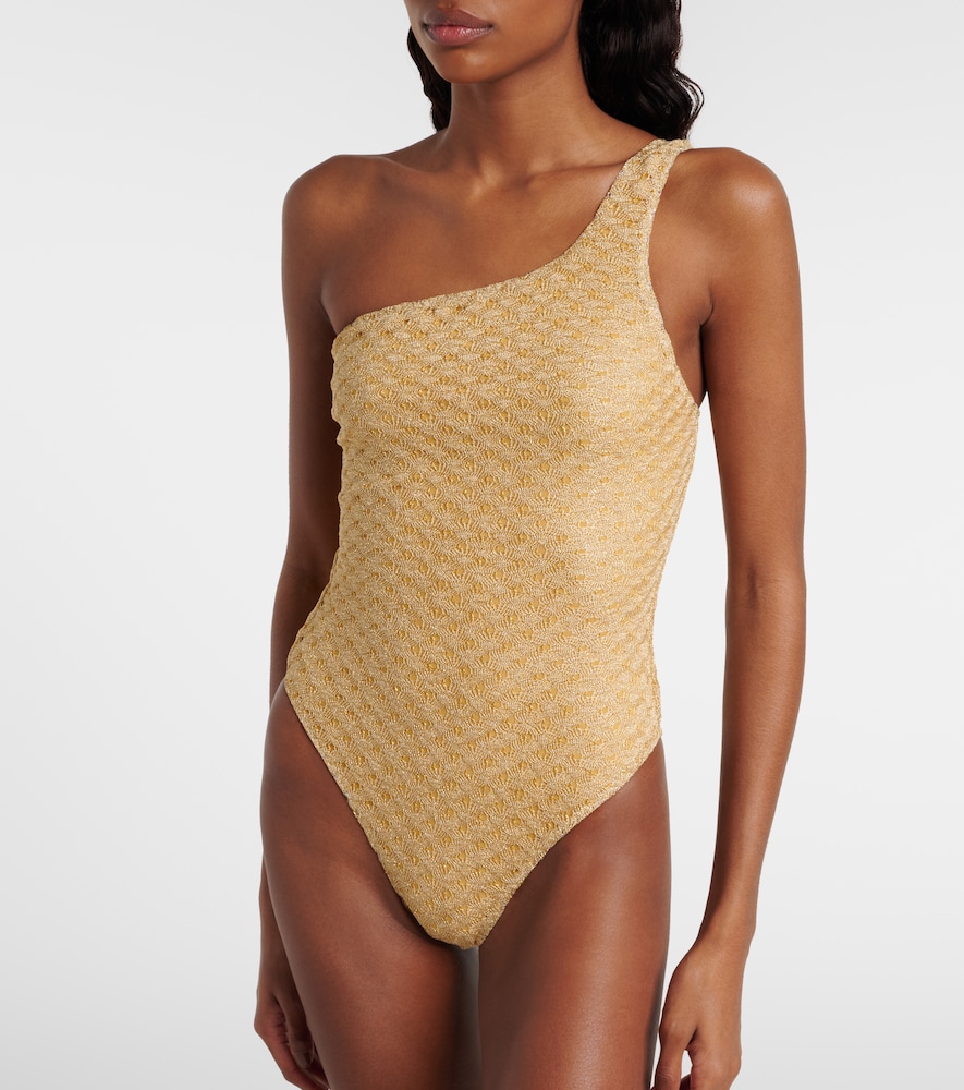 Missoni One-shoulder lamé swimsuit