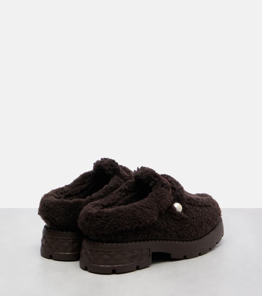 Jimmy Choo Shea Shearling Platform Mules In Blue
