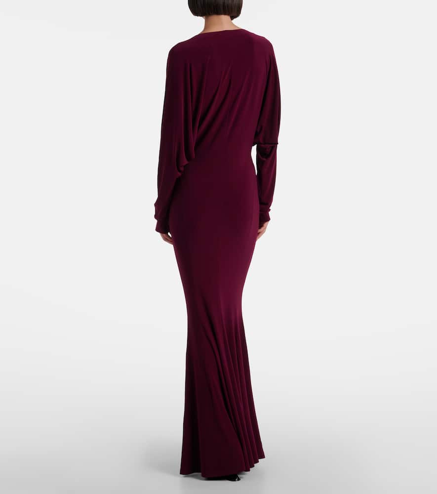 Norma Kamali Flared Gown In Burgundy