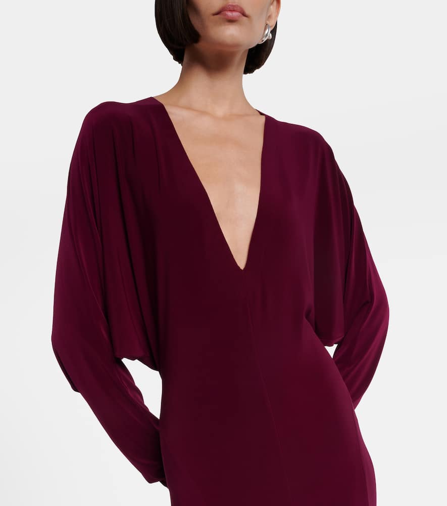 Norma Kamali Flared Gown In Burgundy