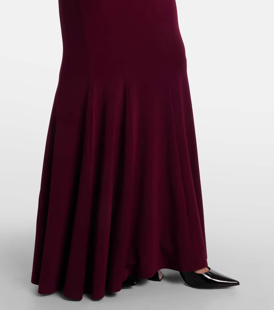 Norma Kamali Flared Gown In Burgundy
