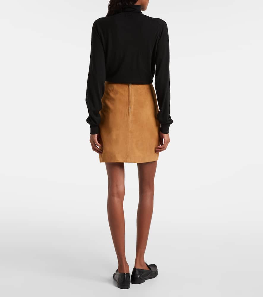 Rotate Birger Christensen Suede Miniskirt In Brown