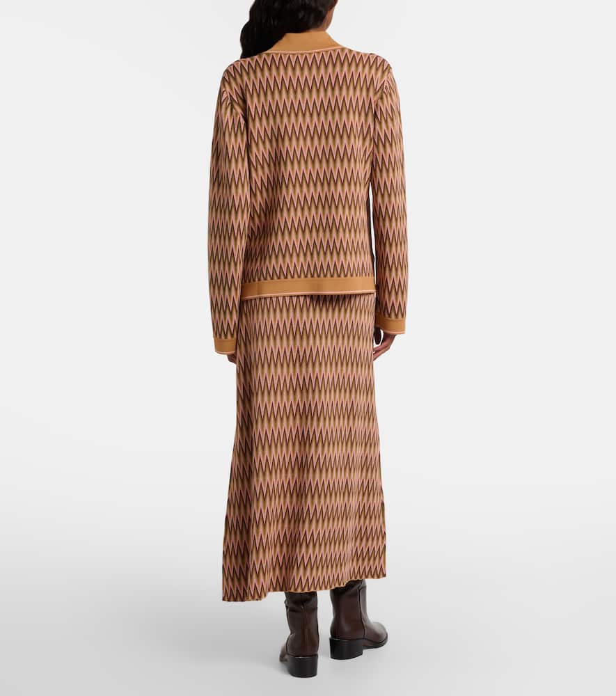 Rixo London Brandy Jacquard Midi Skirt In Brown