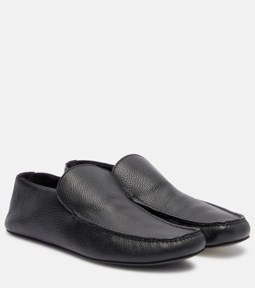 The Row Leo Shearling-lined Leather Loafers In Black