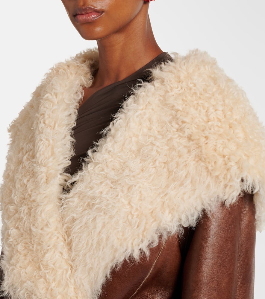 Magda Butrym Shearling-trimmed Leather Jacket In Brown