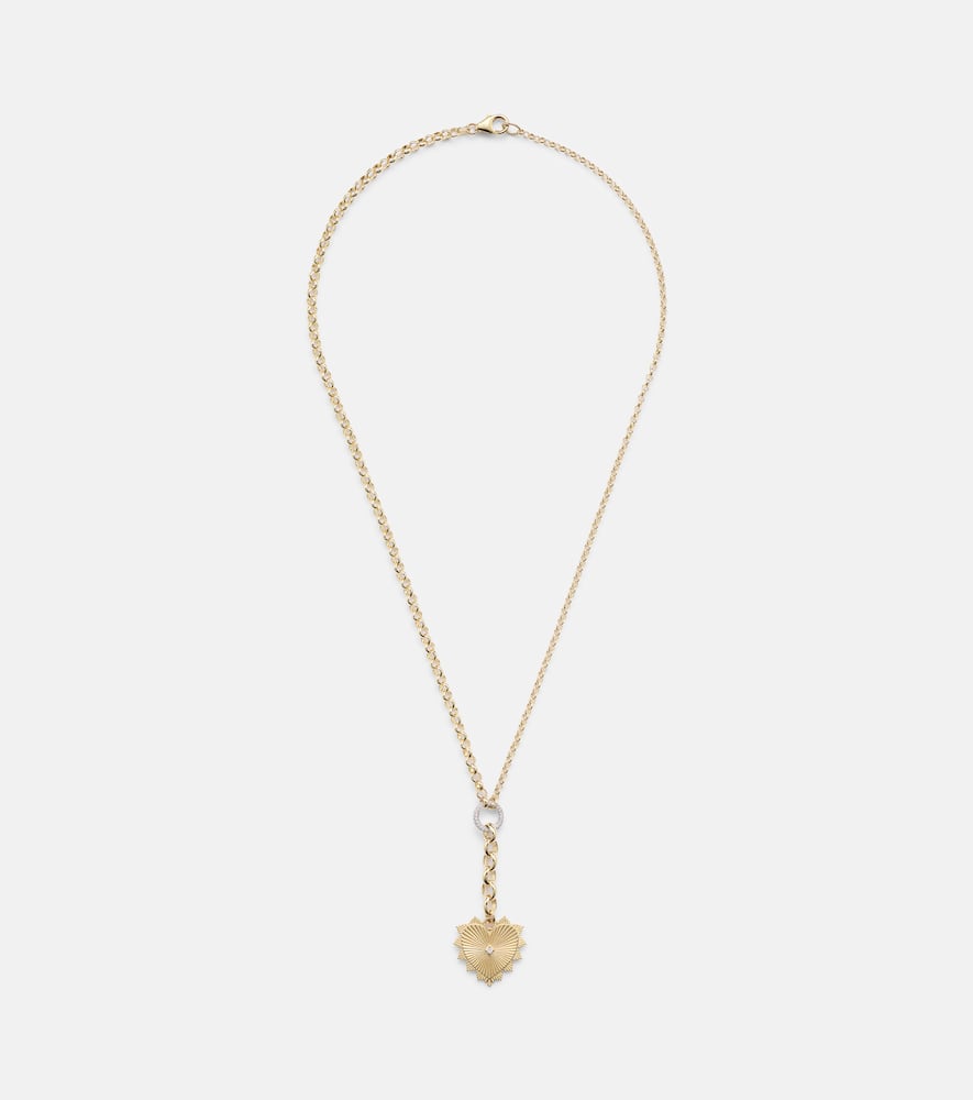 Foundrae Radiating Heart 18kt Gold Pendant Necklace With Diamonds In Gold