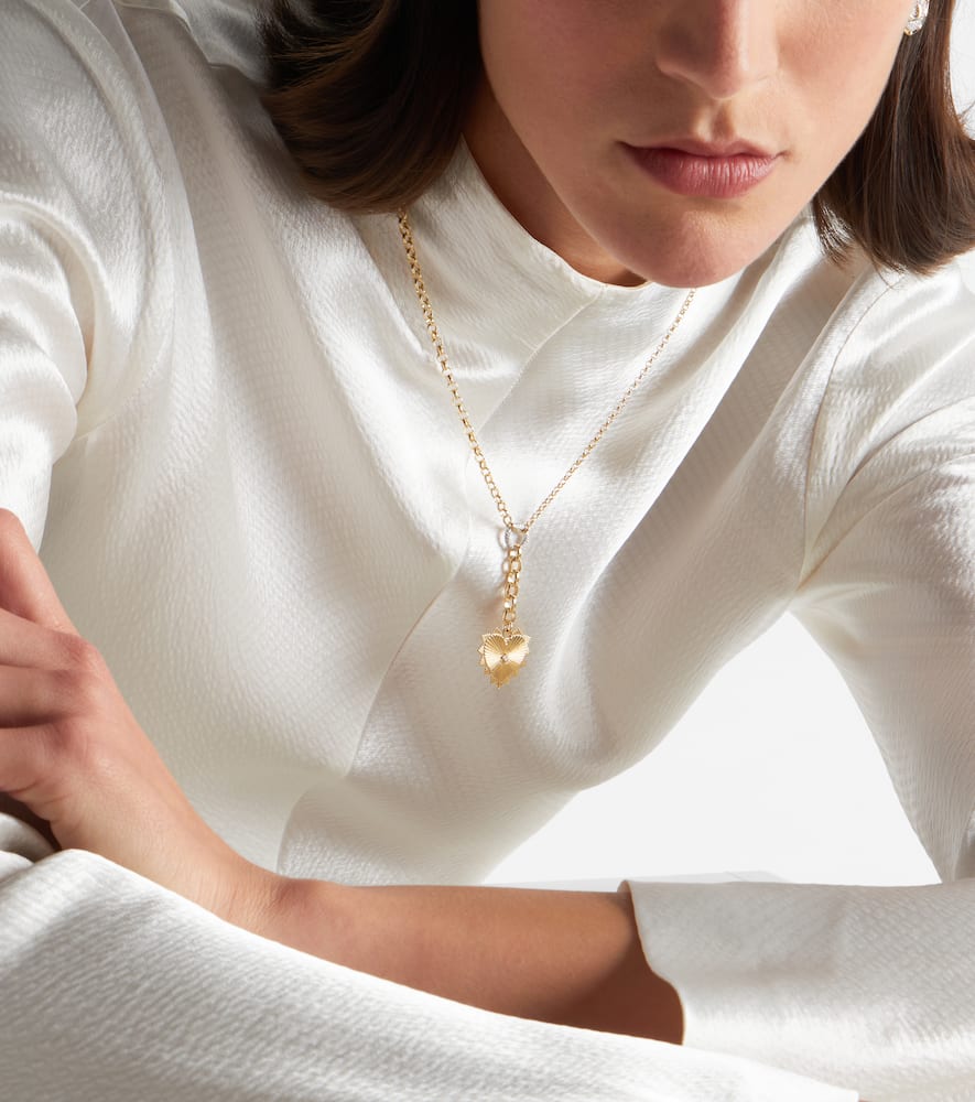 Foundrae Radiating Heart 18kt Gold Pendant Necklace With Diamonds In Gold