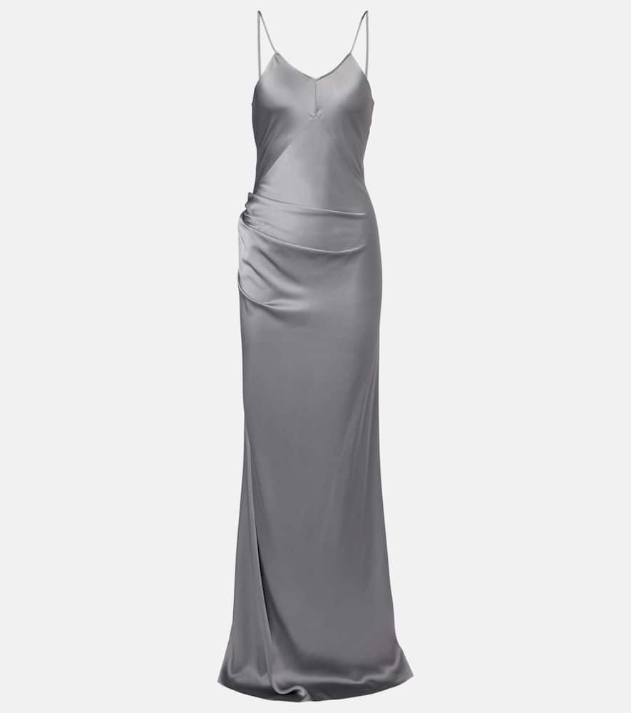 Victoria Beckham Cami Satin Gown In Silver