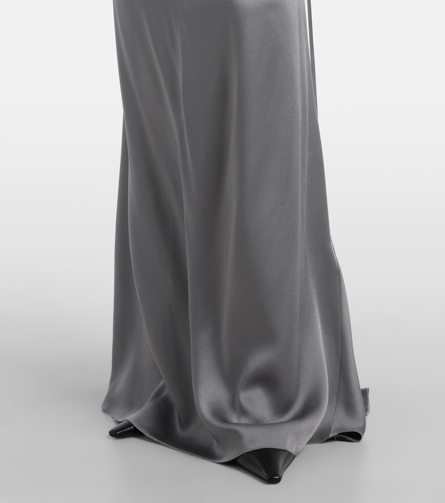 Victoria Beckham Cami Satin Gown In Silver