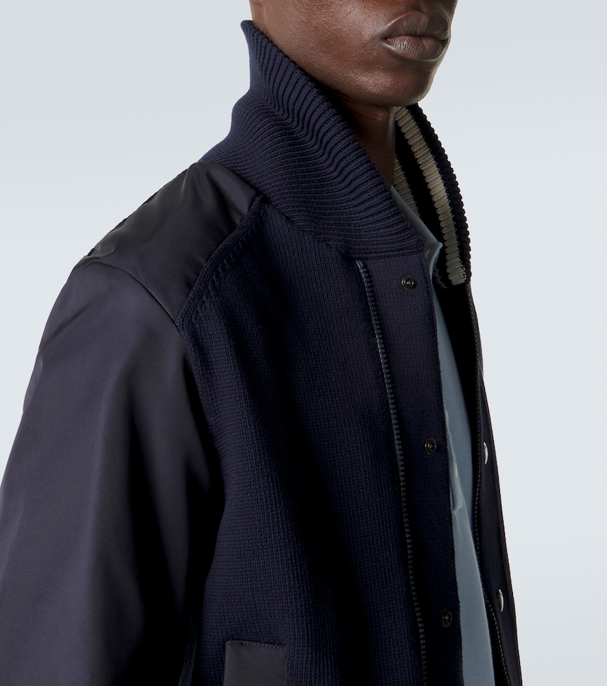 Ribbed-Knit Technical Varsity Jacket