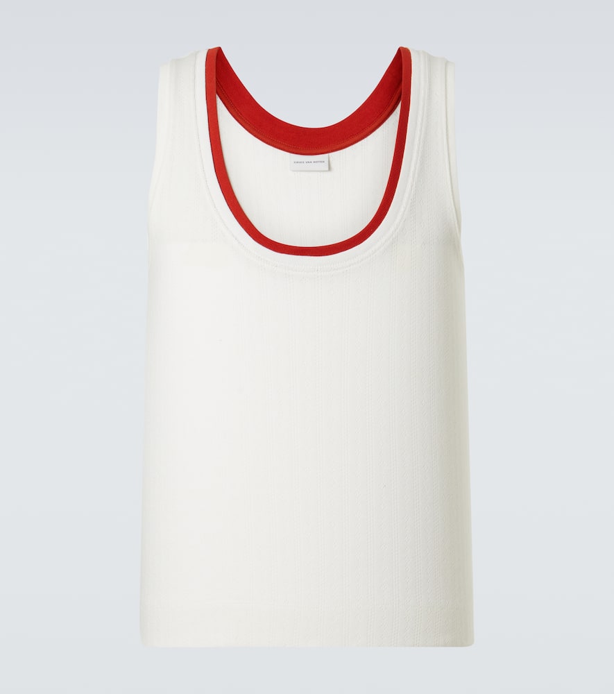 Dries Van Noten Pointelle Cotton Tank Top In White