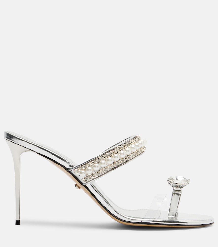  Mach & Mach Mach & Mach Diamond Of Elizabeth 95 Leather Mules 