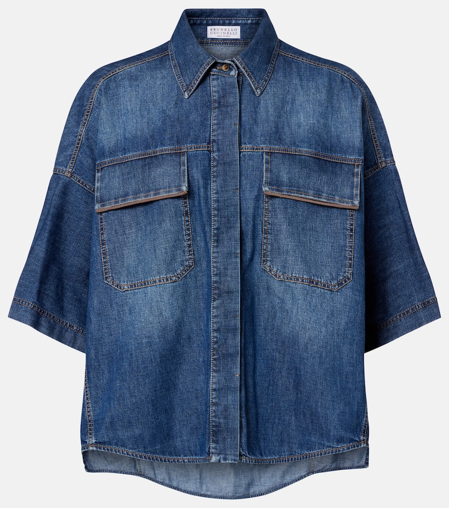 Brunello Cucinelli Denim Top In Blue