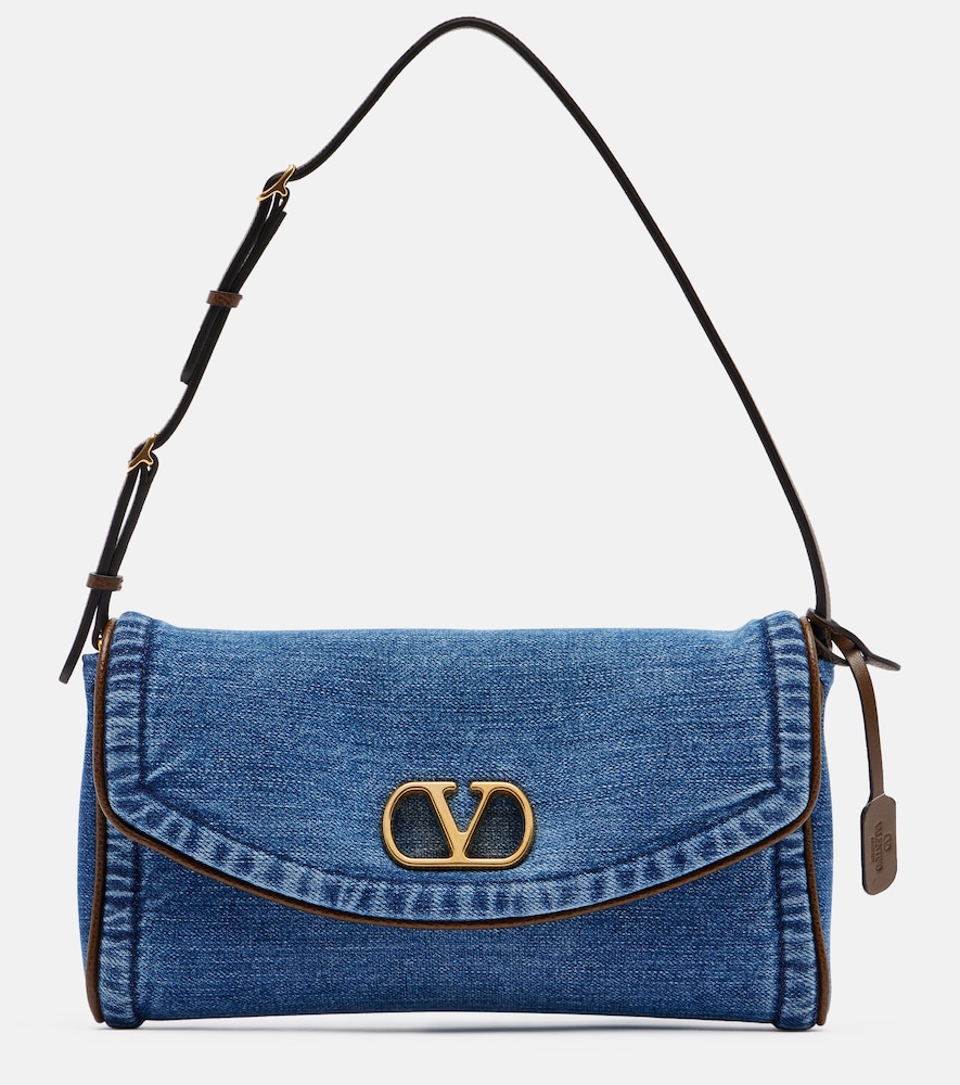 Valentino Garavani Devain Small Denim Shoulder Bag In Blue