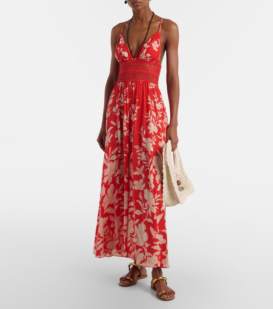 Poupette St Barth Havana crochet-trimmed floral maxi dress