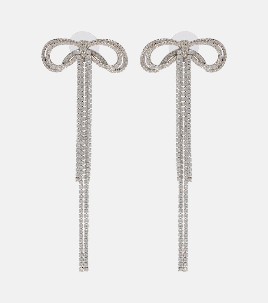Self-Portrait Bow crystal-embellished earrings