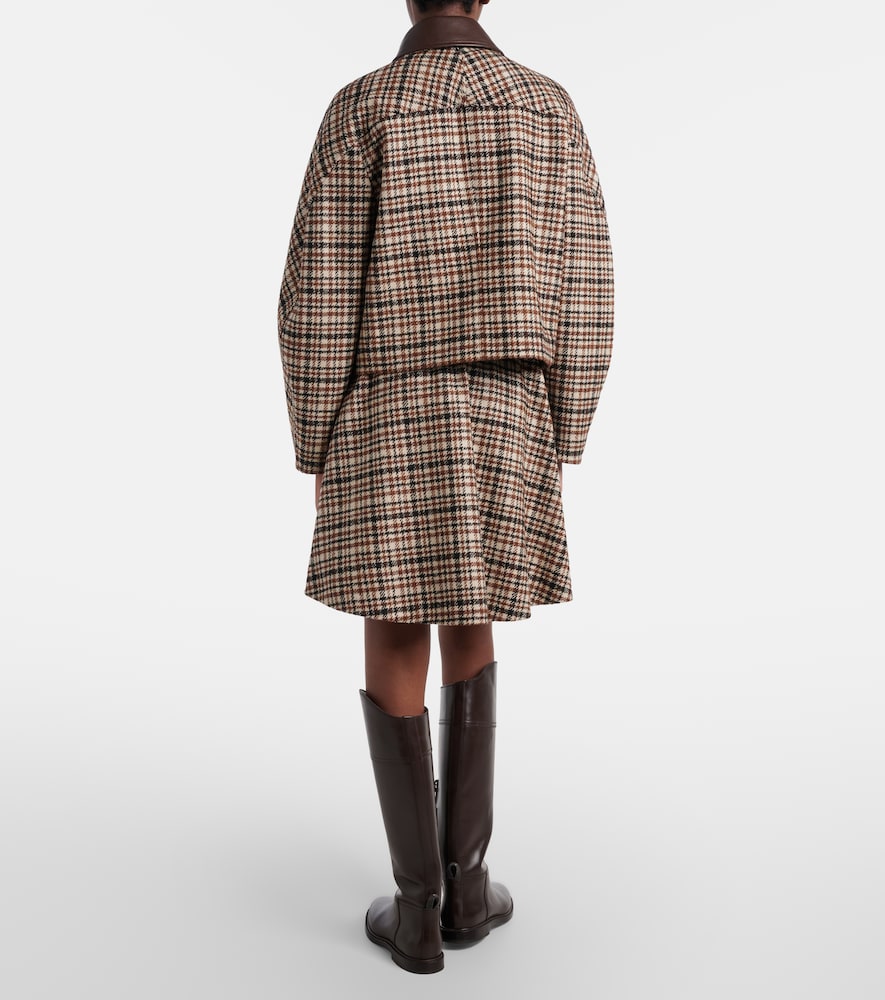  Brunello Cucinelli Brunello Cucinelli Houndstooth Wool And Alpaca-blend Miniskirt 
