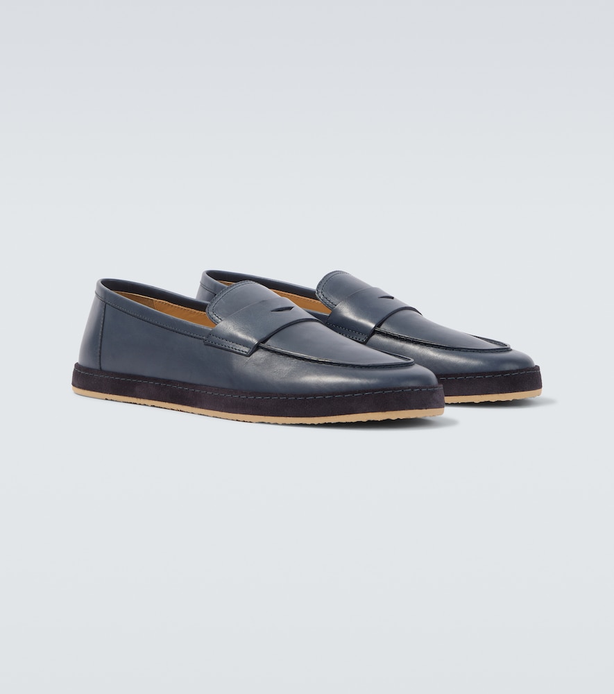 Brunello Cucinelli Men's Blue Leather Penny Loafers UK Size 7.5 - Mytheresa