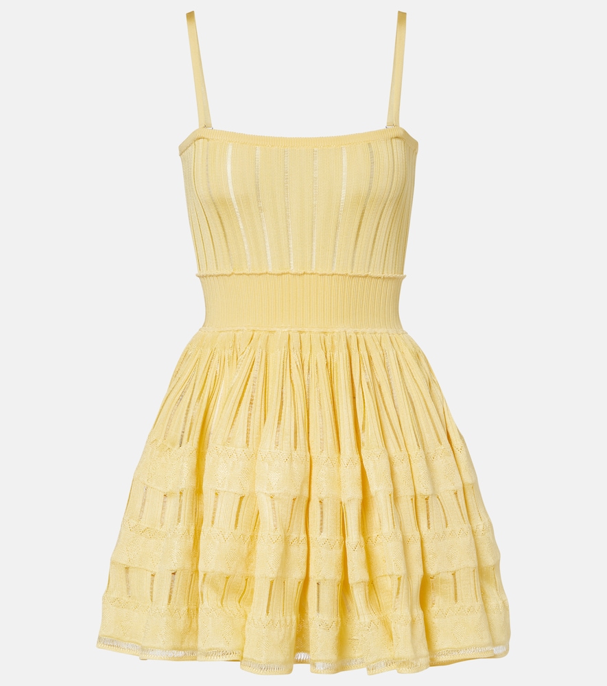 Alaia Women's Yellow Knitted Minidress UK Size 18 - Mytheresa