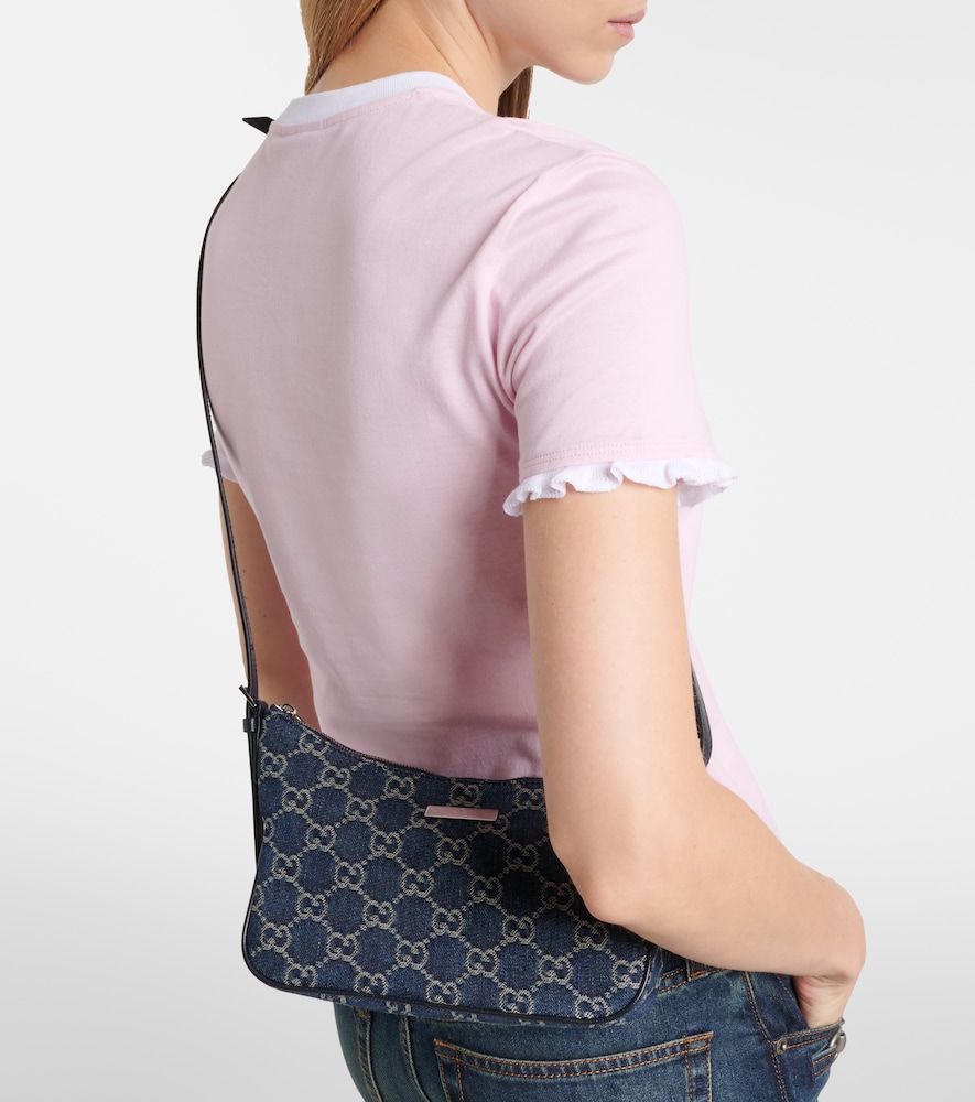 Gucci Lady Lunetta GG Small denim shoulder bag