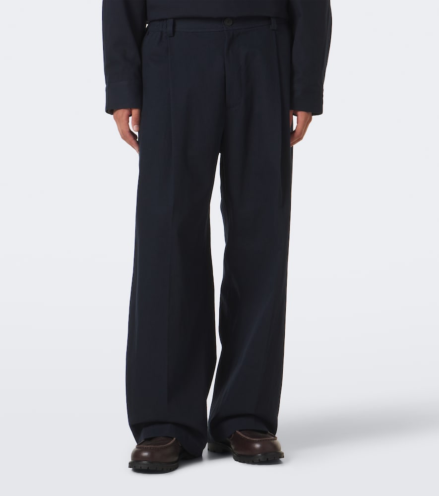 Shire Pleated Cotton Wide-Leg Pants