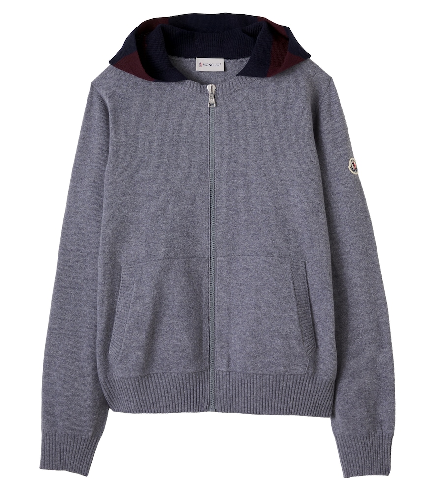 Moncler Enfant Grey Wool And Cashmere Zip-Up Hoodie Y Size 10 - Mytheresa