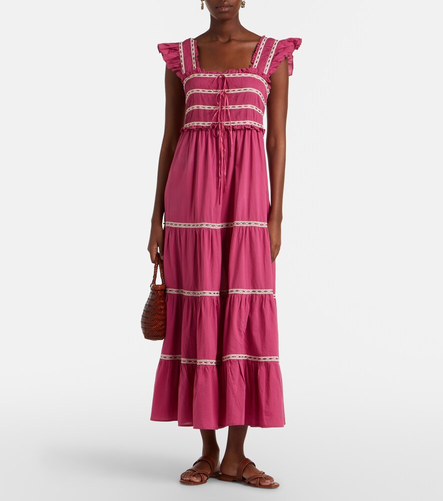 Rixo Chandra tiered cotton midi dress