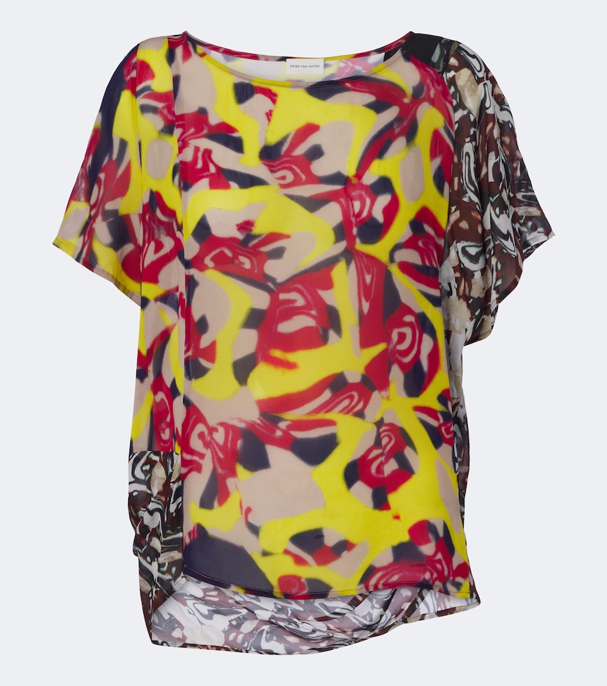 Dries Van Noten Women's Multicoloured Printed Draped Top UK Size 14 - Mytheresa