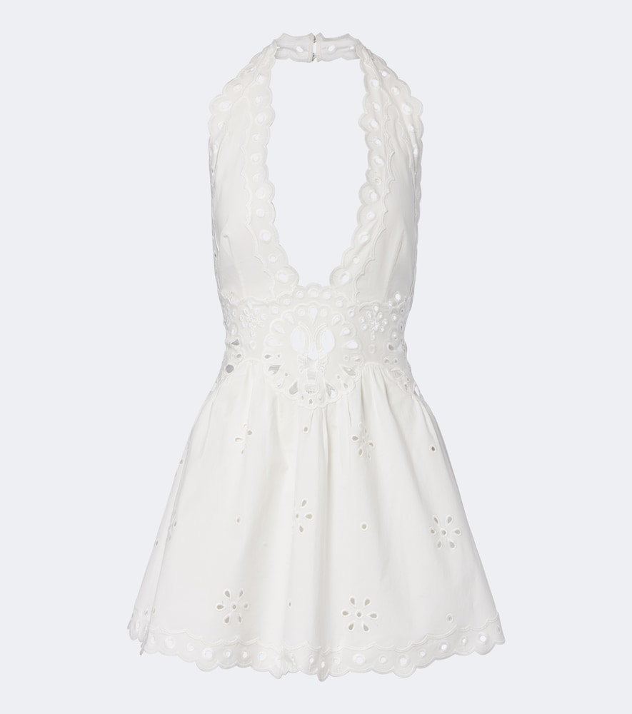 Retroféte Retrofête Broderie Anglaise Cotton-blend Minidress In White