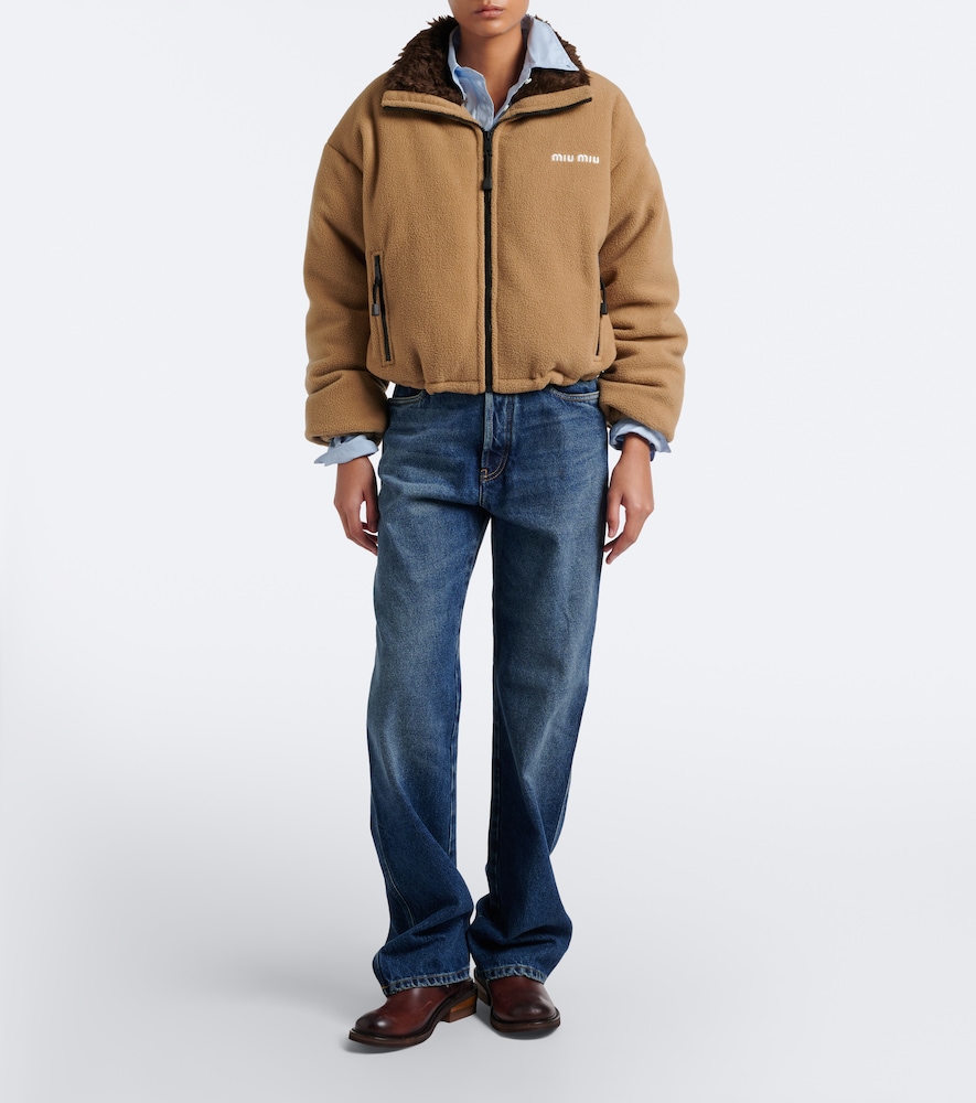 Logo Fleece Down Jacket