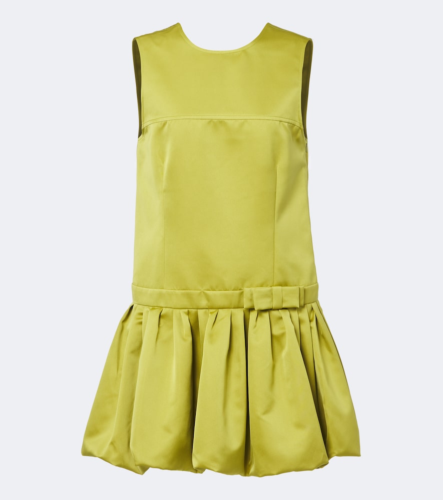 Plan C Bow-detail Satin Minidress In Green